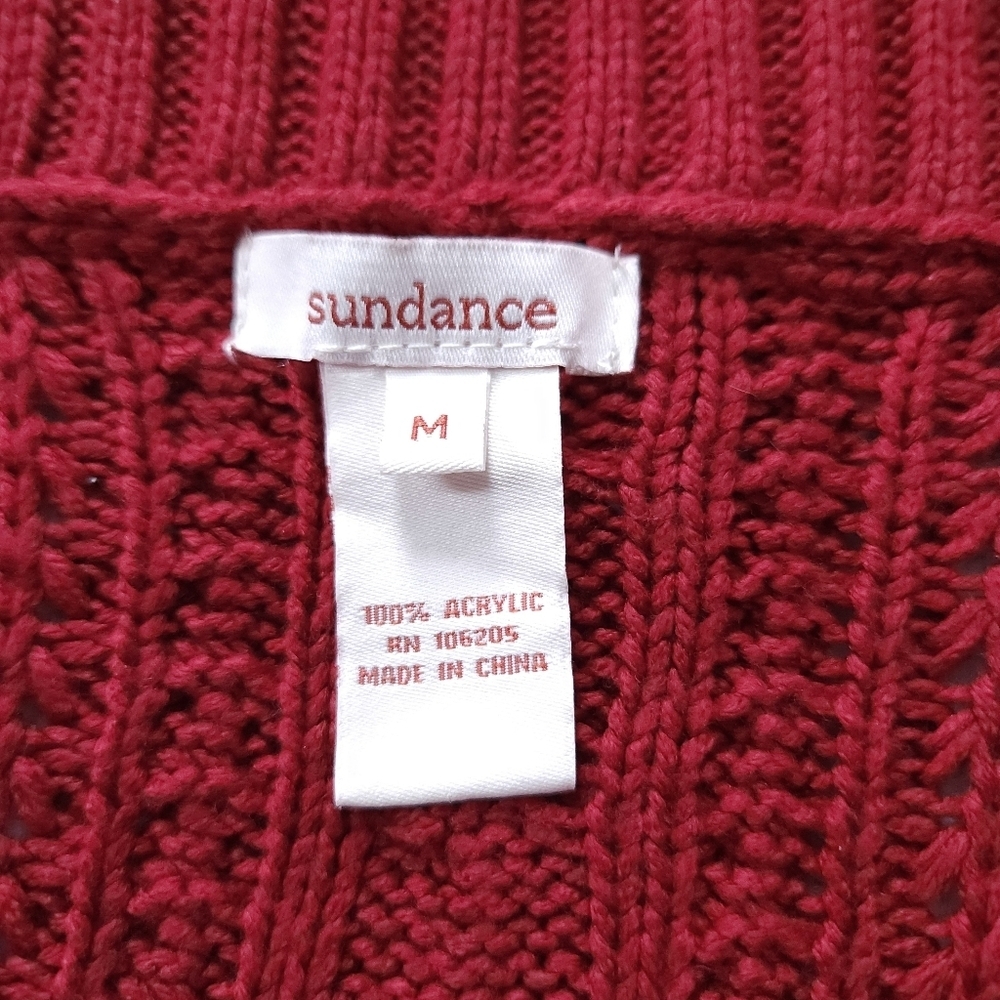Sundance Catalog Red Cable Knit Cardigan Duster Sz M - Picture 4 of 5